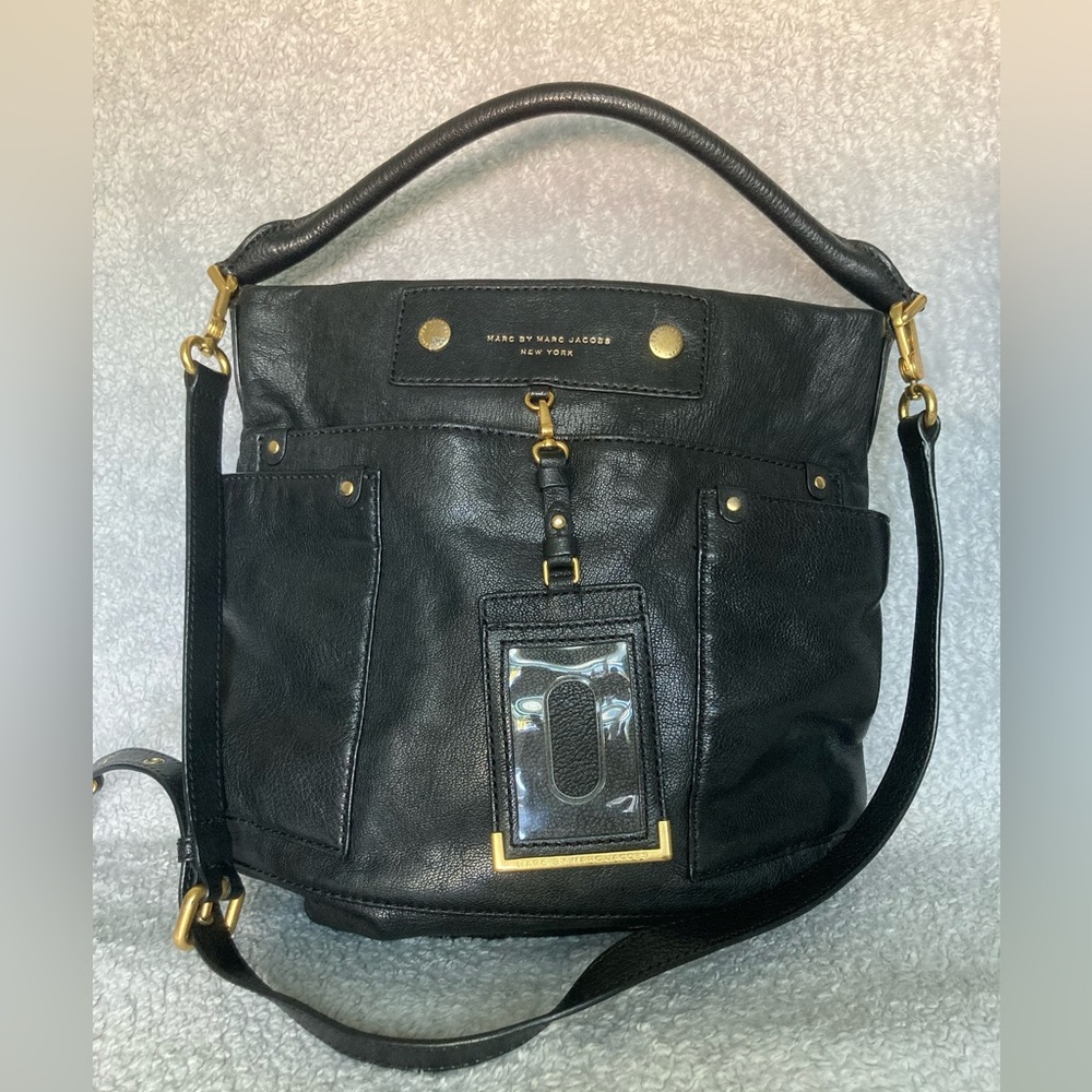 Marc by Marc Jacobs Black Leather Hobo with Gold Hardware